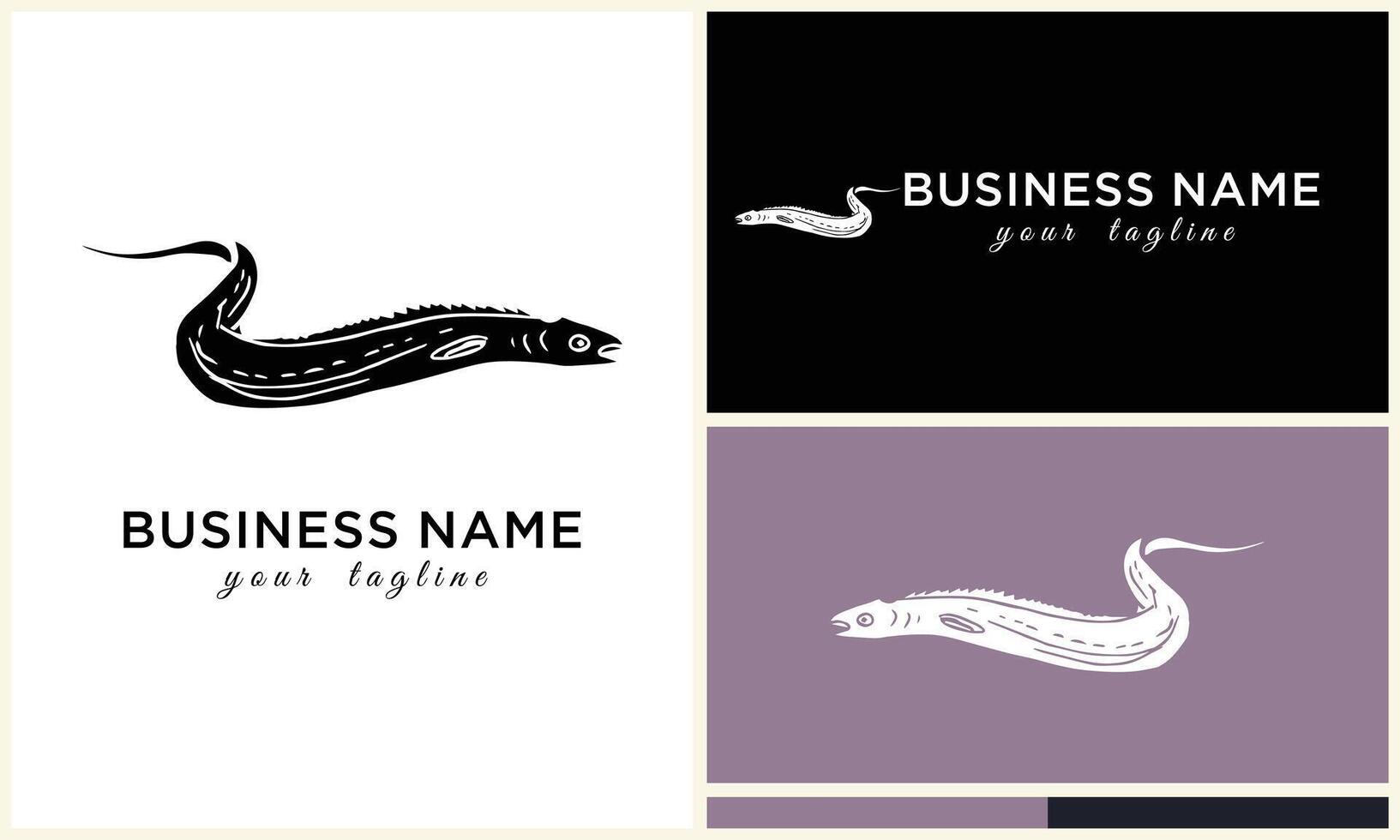 line art fish logo template vector