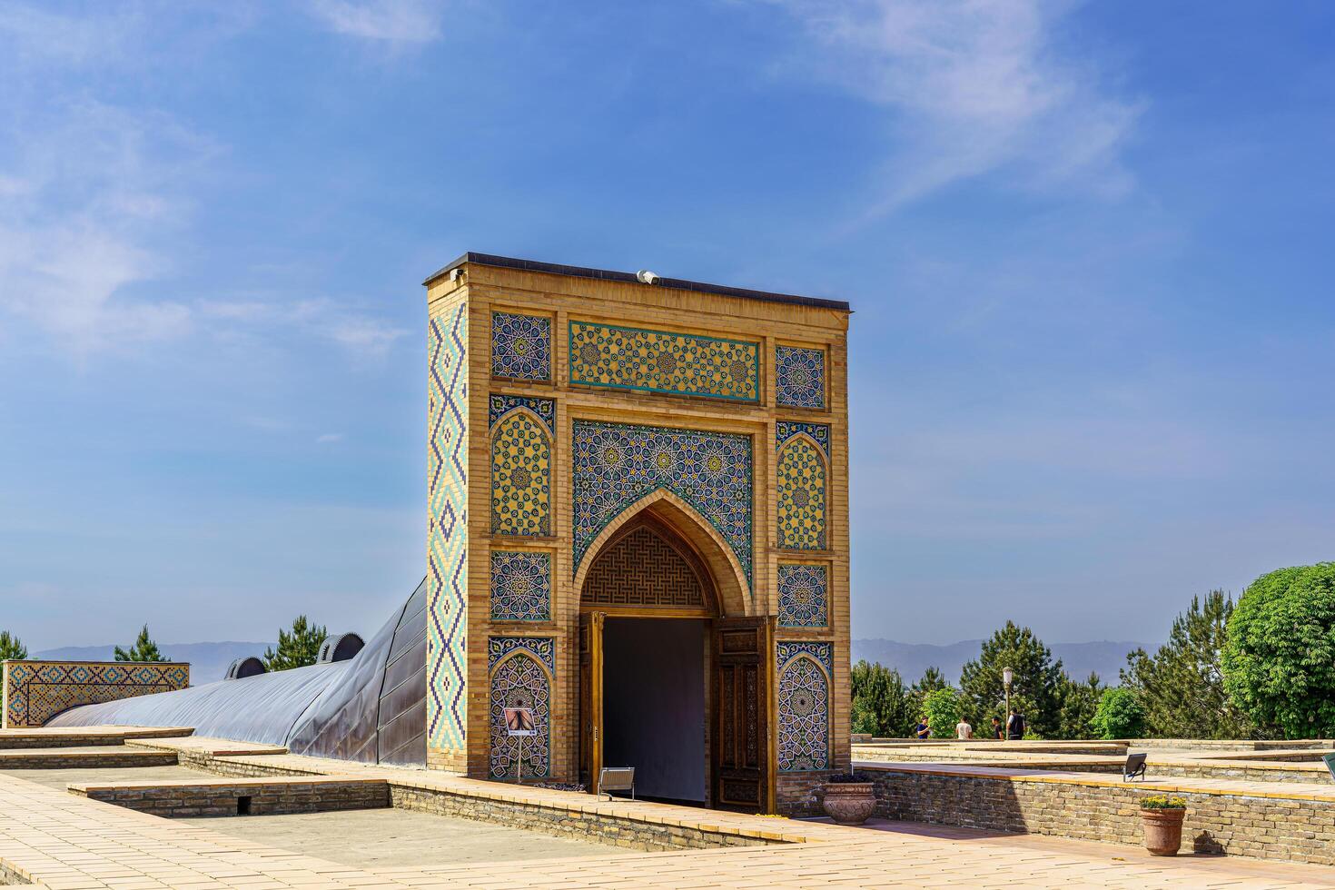 Samarkand, Uzbekistan - April 27, 2023 Ulugbek Astronomical Observatory on a daytime in Samarkand, Uzbeksitan. photo