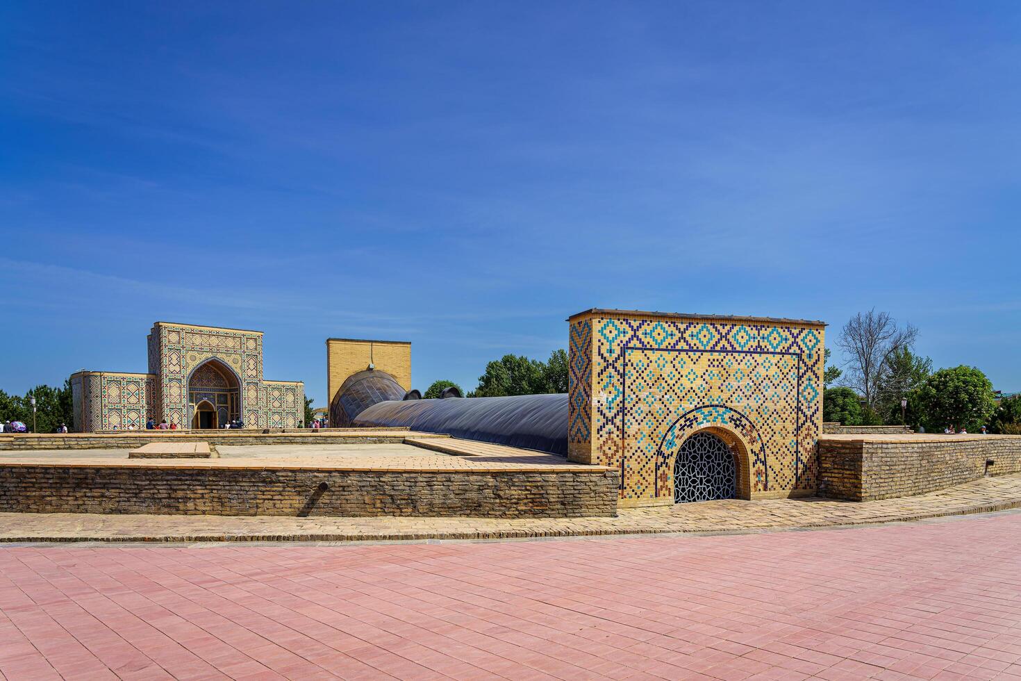 Samarkand, Uzbekistan - April 27, 2023 Ulugbek Astronomical Observatory on a daytime in Samarkand, Uzbeksitan. photo