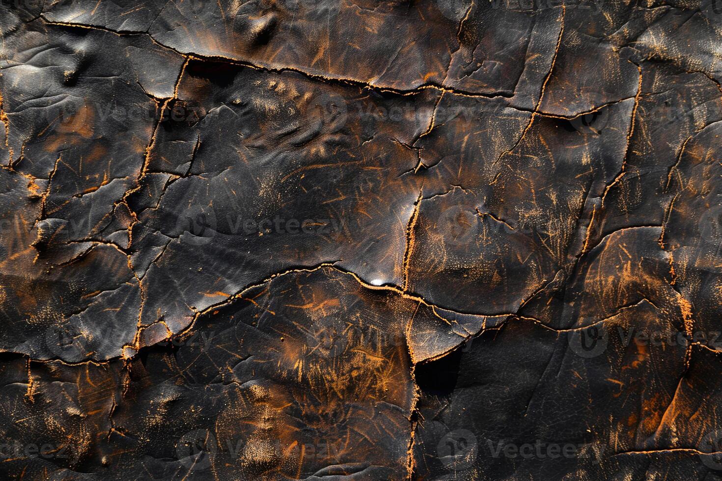 Distressed leather texture. Torn backdrop with a post-apocalyptic vibe of rugged decay AI Image photo