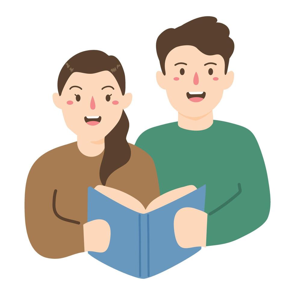 Illustration reading a story book together vector