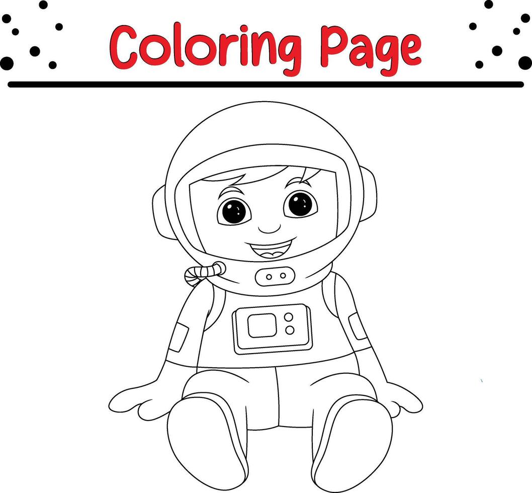 pequeño chico astronauta colorante libro página para niños. vector