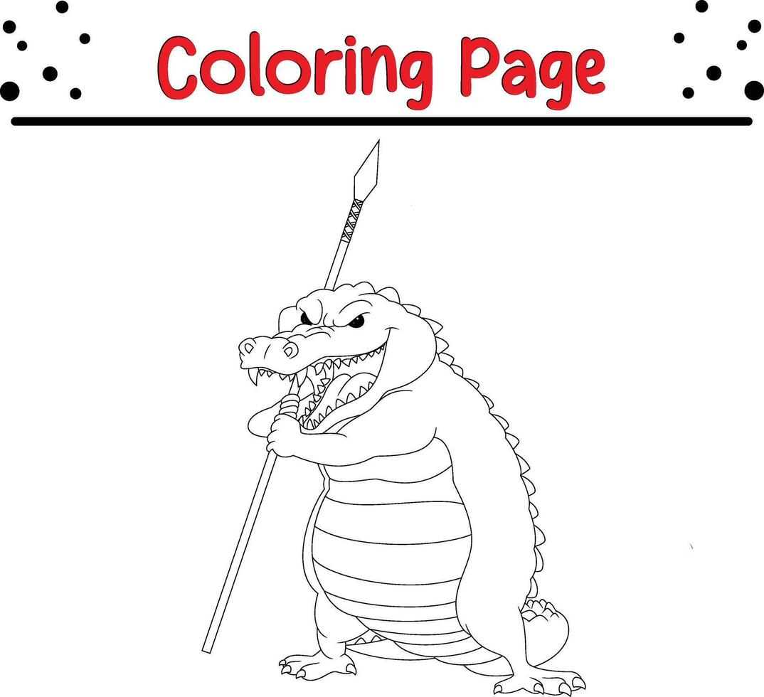 angry crocodile coloring page for kids vector