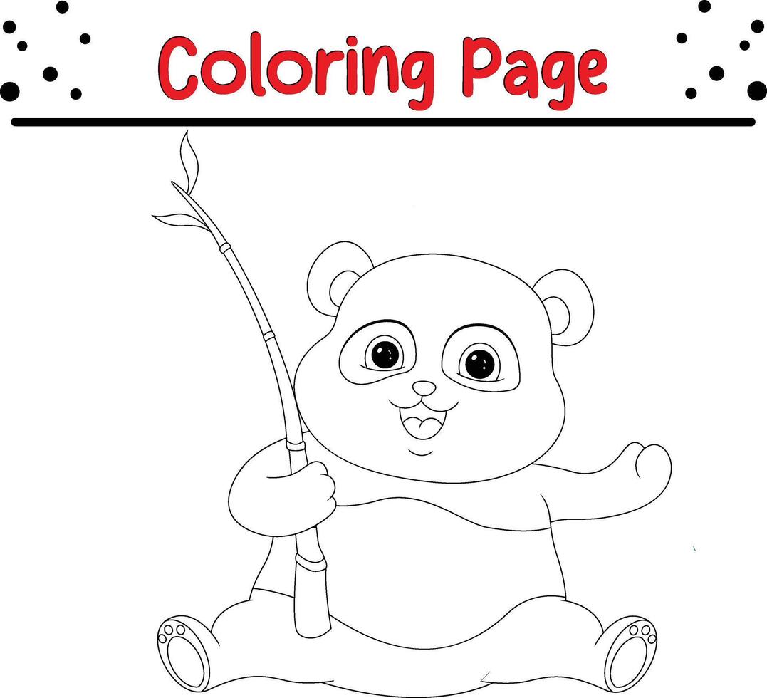 linda panda participación bambú colorante libro página para niños. vector