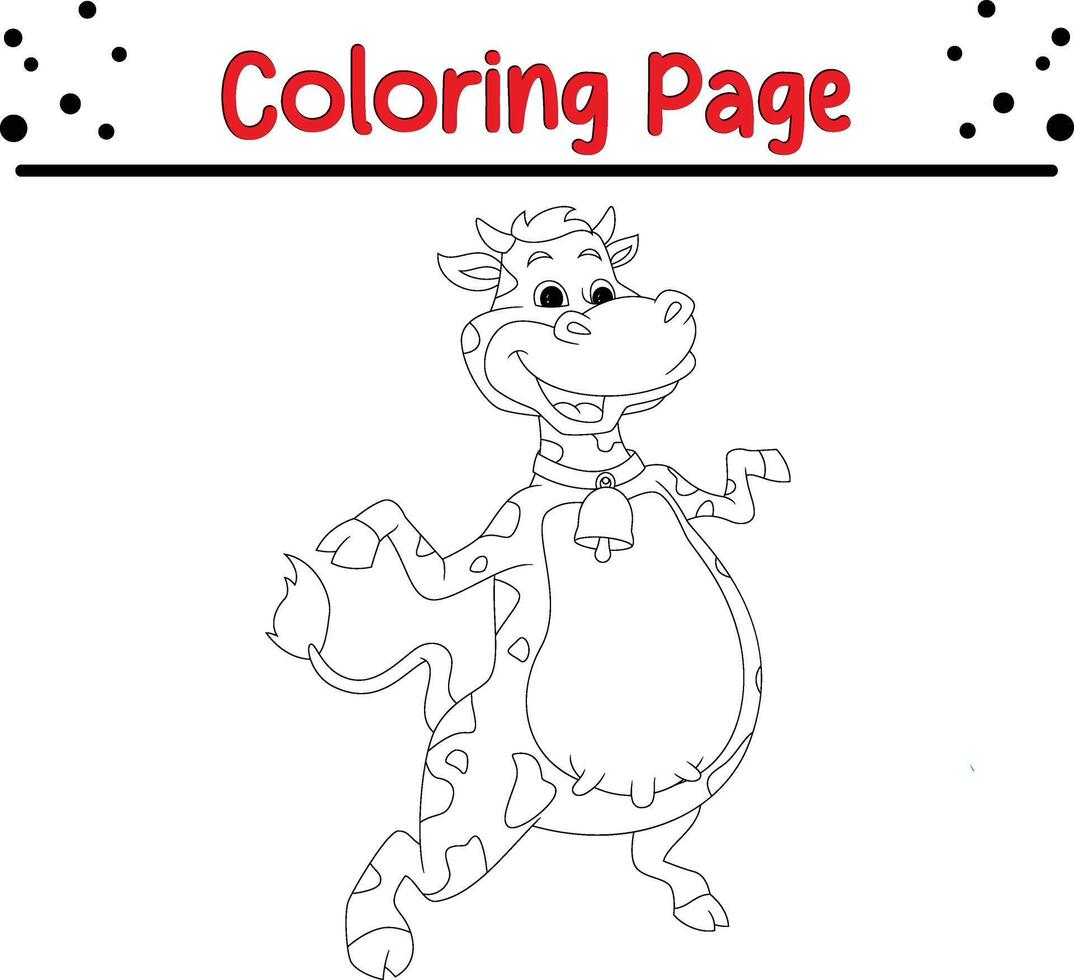 contento linda vaca colorante libro página para niños. vector