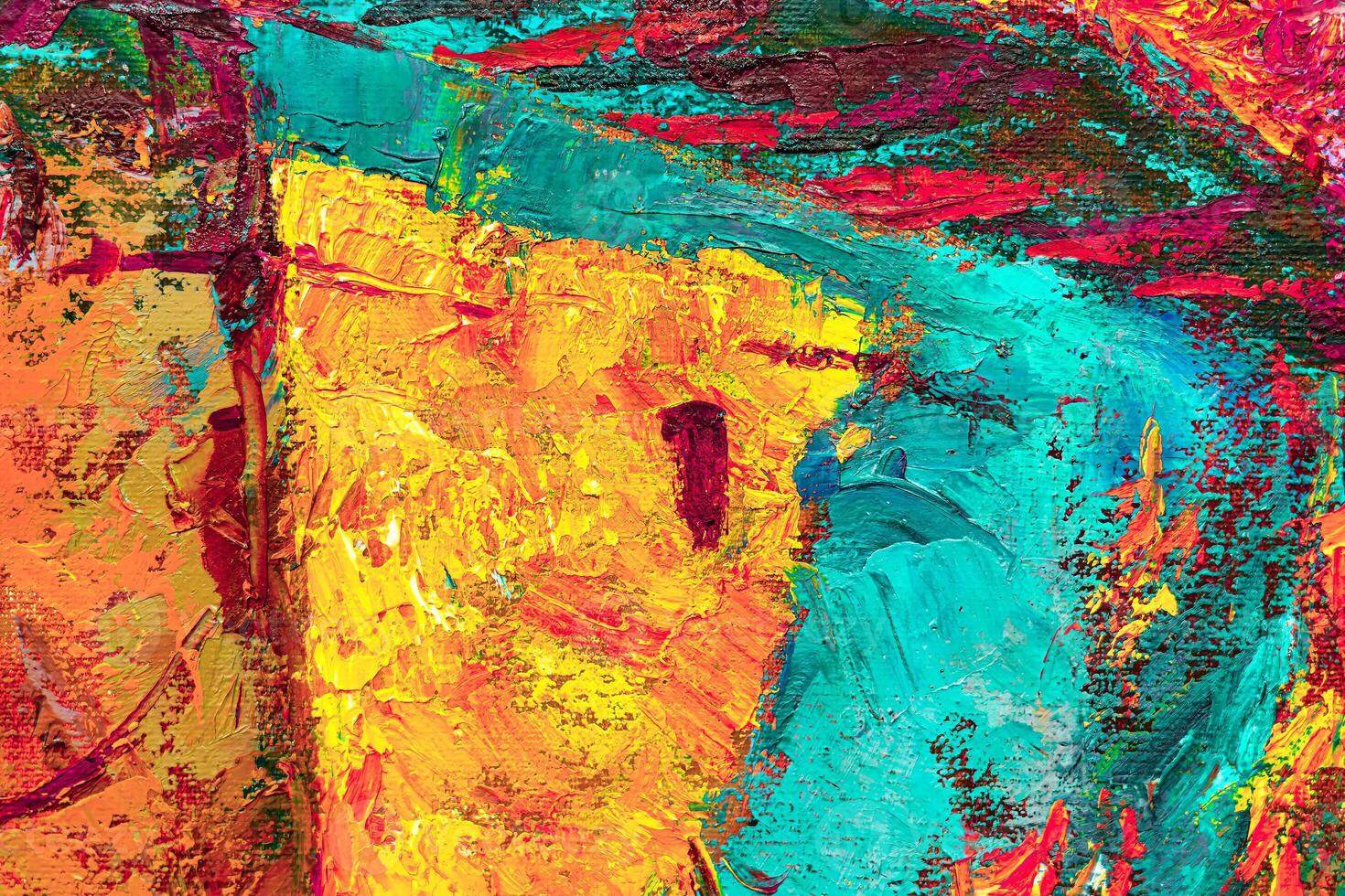 Colorful abstract oil painting art background. Texture of canvas and oil. photo