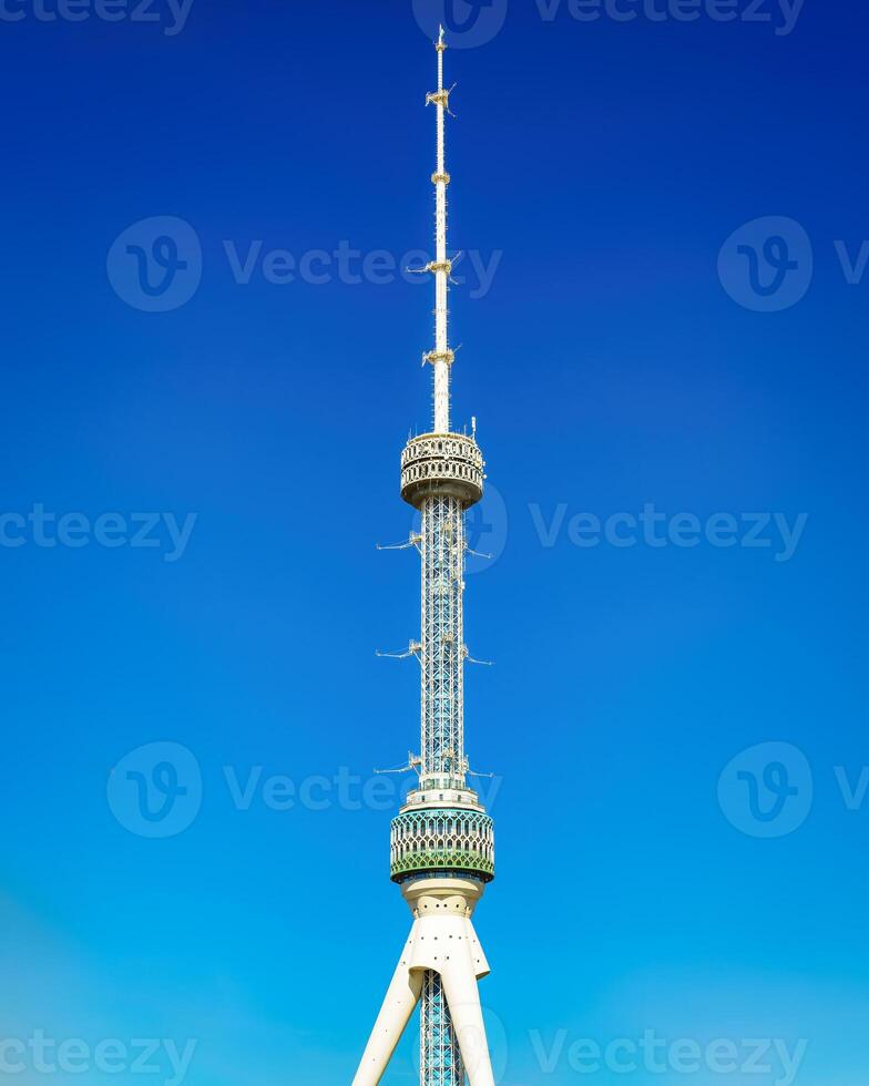 Tashkent Television Tower, Uzbekistan on a blue sky background. photo