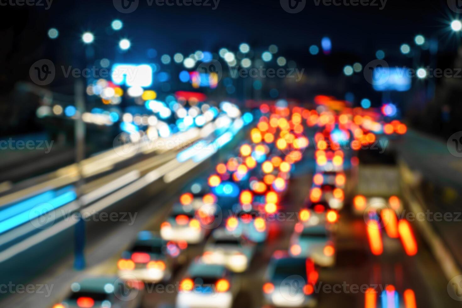 Car traffic light at night city. photo