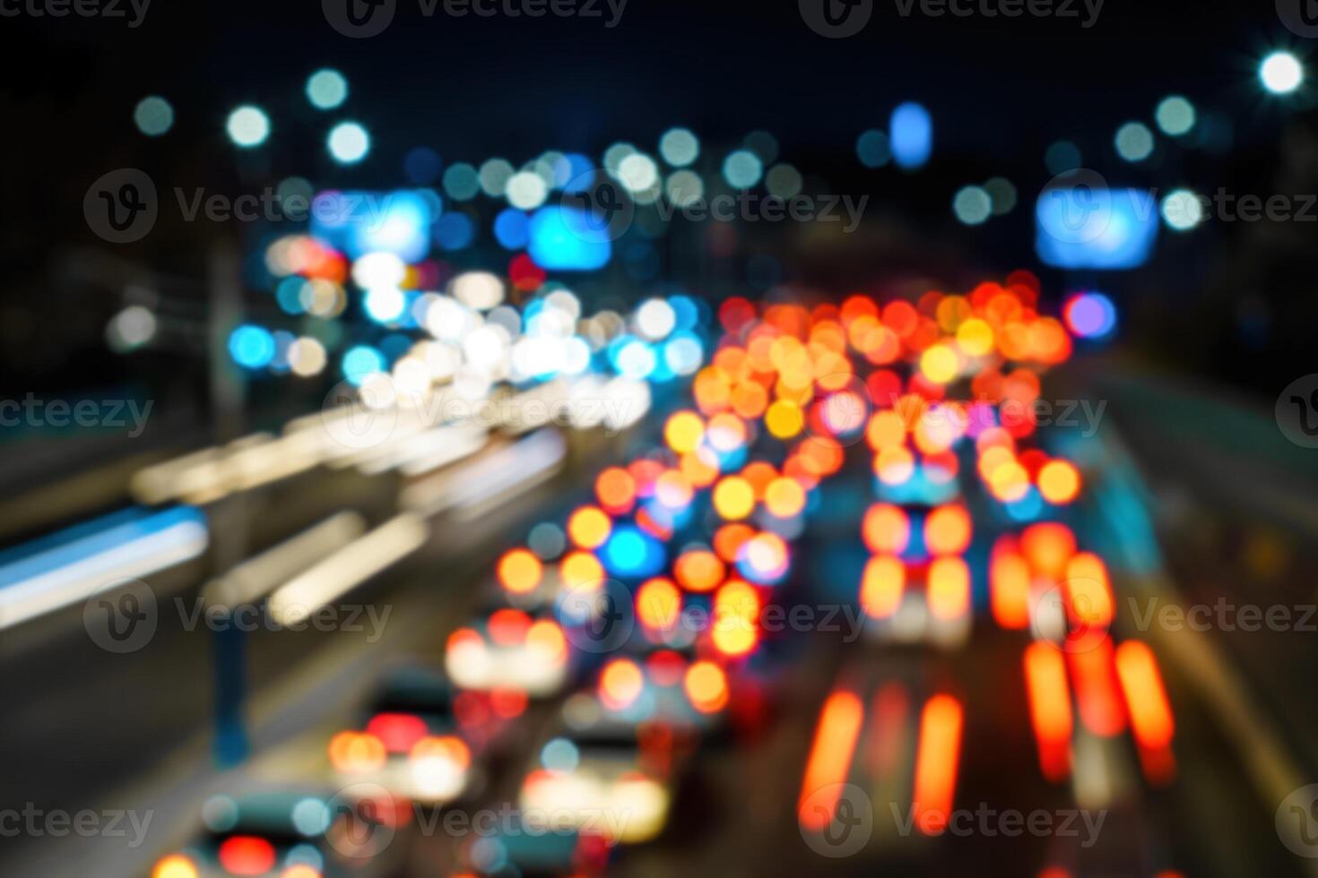 Car traffic light at night city. photo