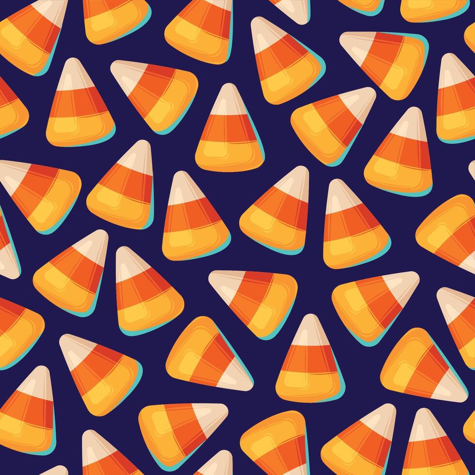 Halloween seamless pattern with candy corn on dark background vector