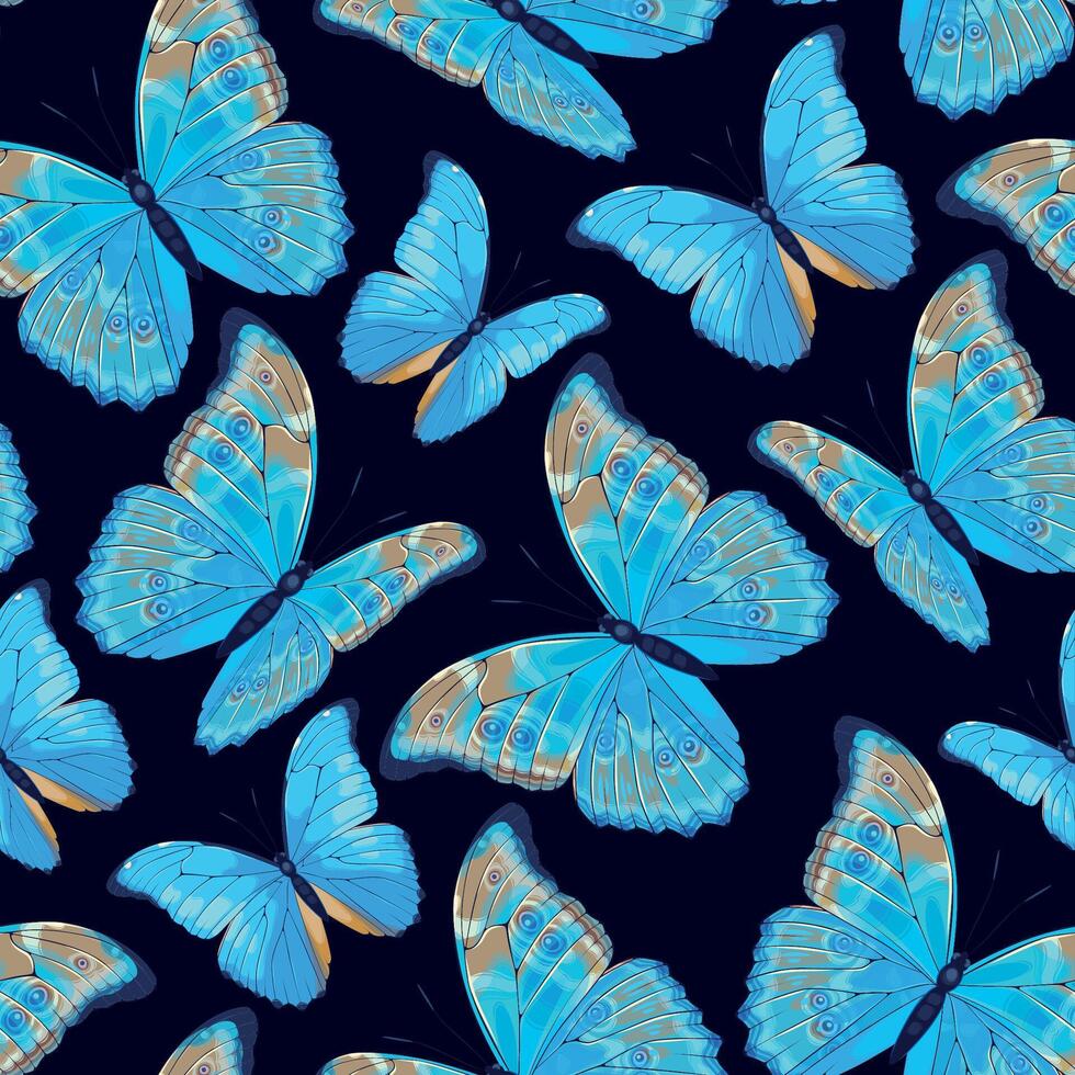 Seamless pattern with high detailed tropic butterfly vector