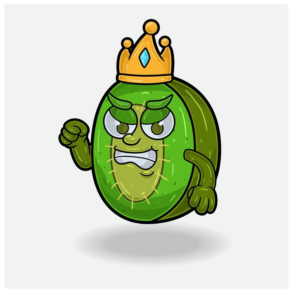 Kiwi Fruit Mascot Character Cartoon With Angry expression. vector