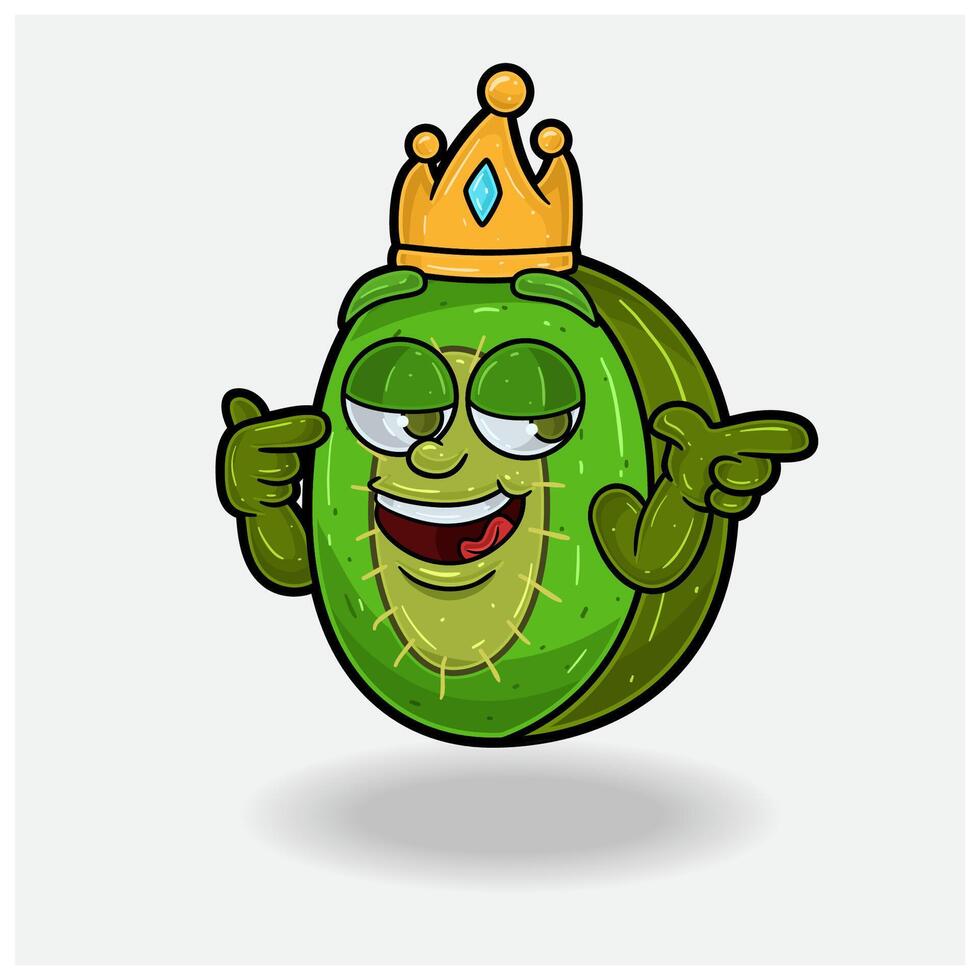 Kiwi Fruit Mascot Character Cartoon With Smug expression. vector