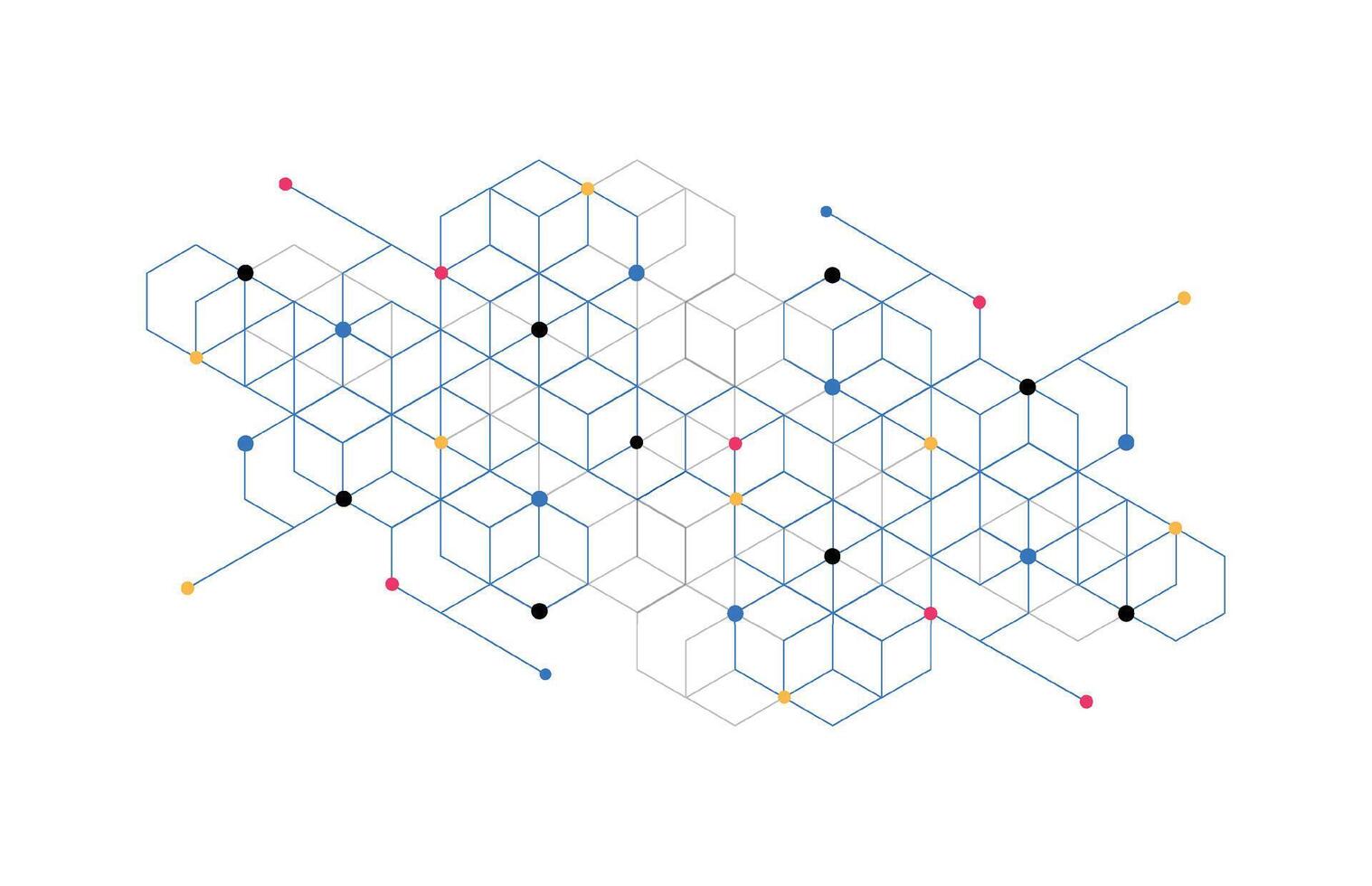 Abstract geometric boxes pattern dot line connection background. Modern technology with square mesh. Geometric on white background vector