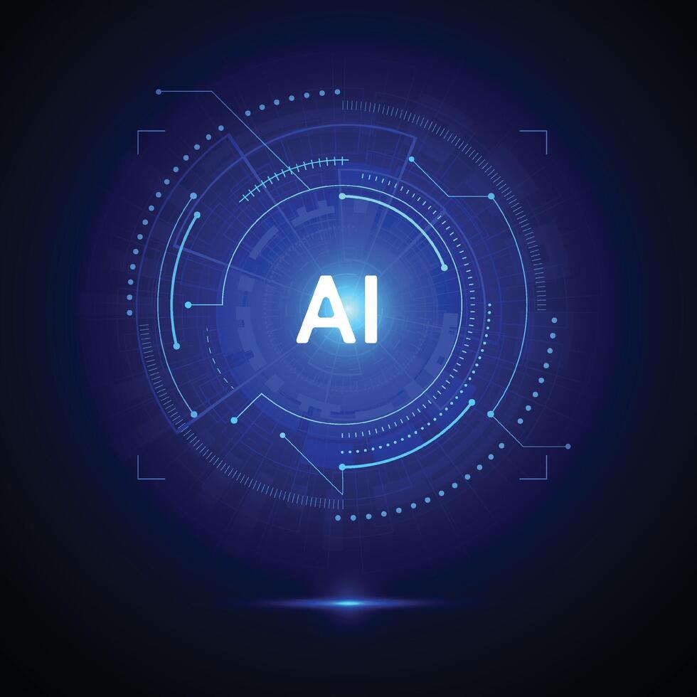 Artificial intelligence circuit line style. Machine learning design. Smart network digital technology vector