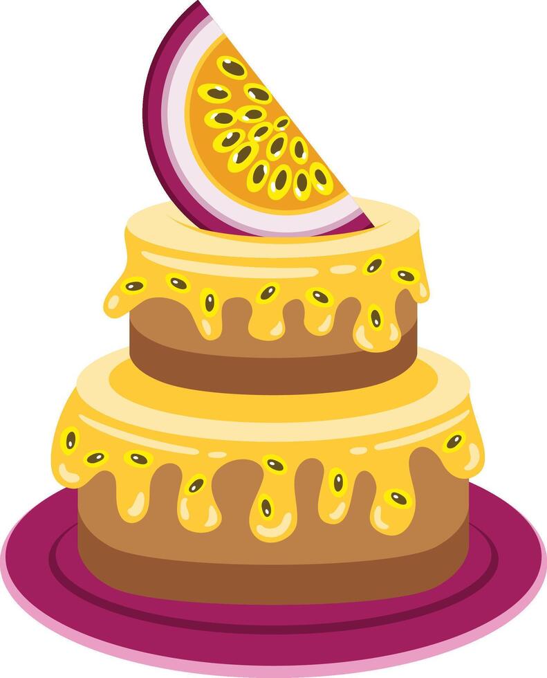 Tasty cake of passion fruit vector