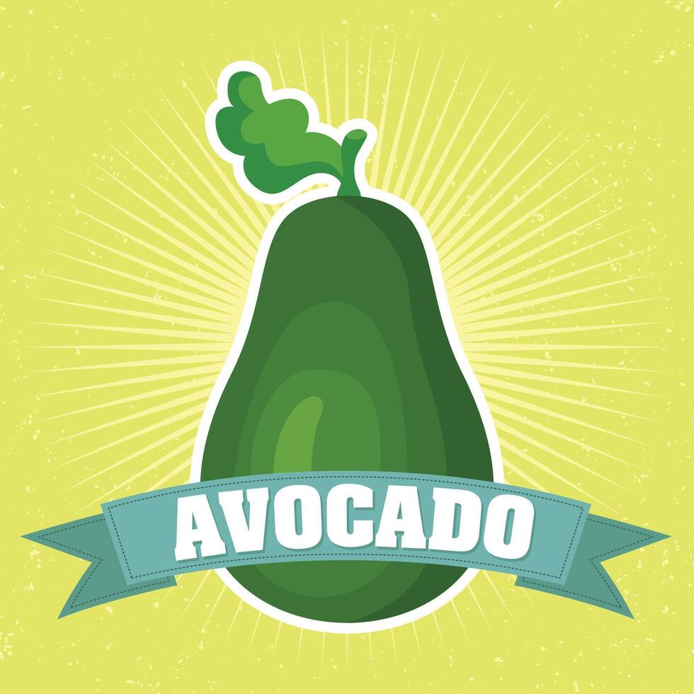 Fresh avocado illustration with banner vector