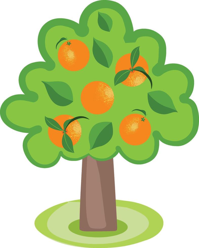 gracioso naranja árbol aislado en blanco vector