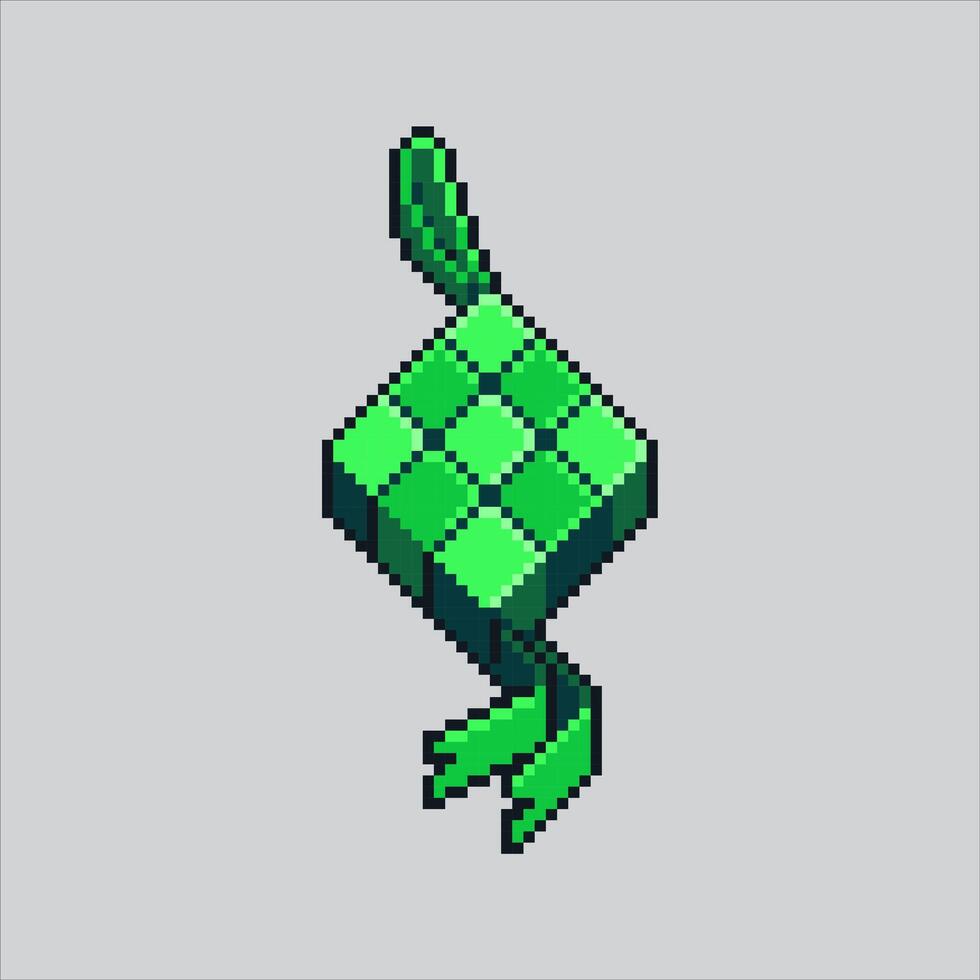 Pixel art illustration Ketupat. Pixelated eid Ketupat. Islamic Eid Mubarak Ketupat Rice pixelated for the pixel art game and icon for website and game. old school retro. vector