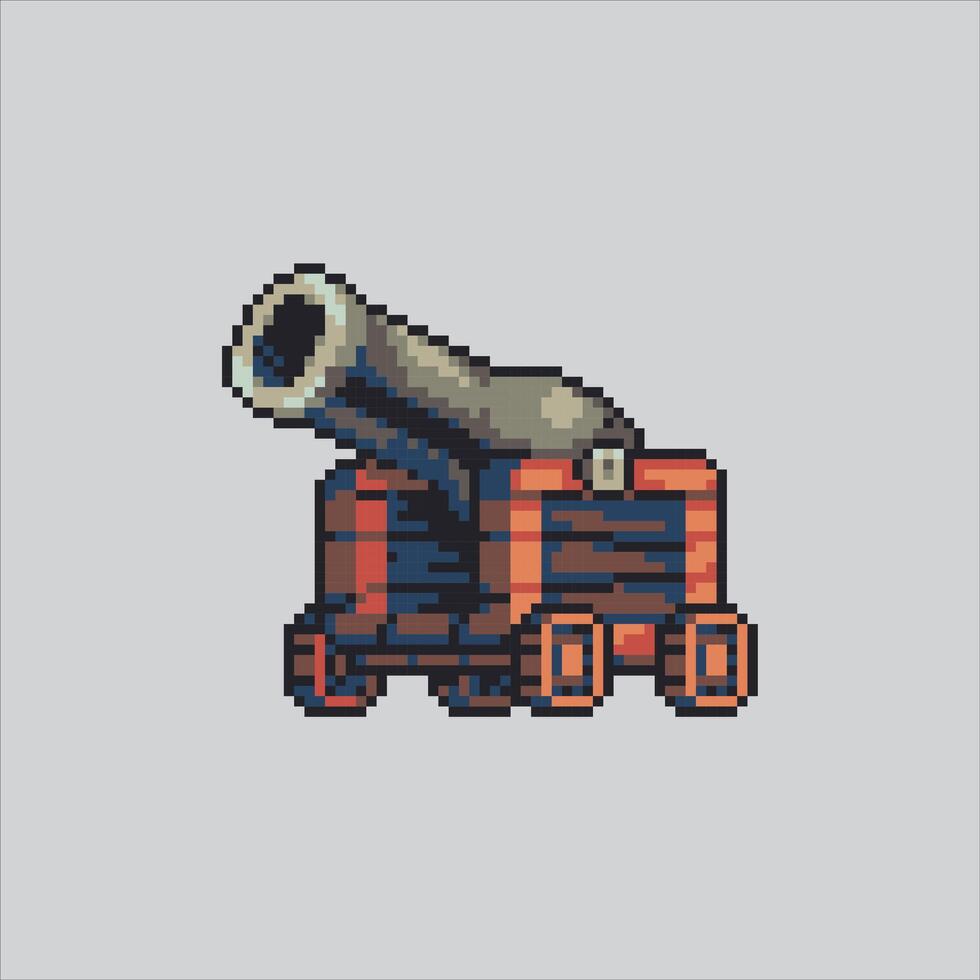 Pixel art illustration Canon. Pixelated Cannon . Iron Cannon war army pixelated for the pixel art game and icon for website and game. old school retro. vector