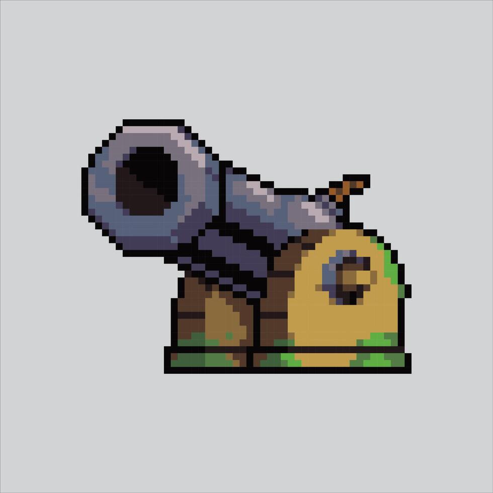 píxel Arte ilustración canon. pixelado cañón . hierro cañón guerra Ejército pixelado para el píxel Arte juego y icono para sitio web y juego. antiguo colegio retro vector