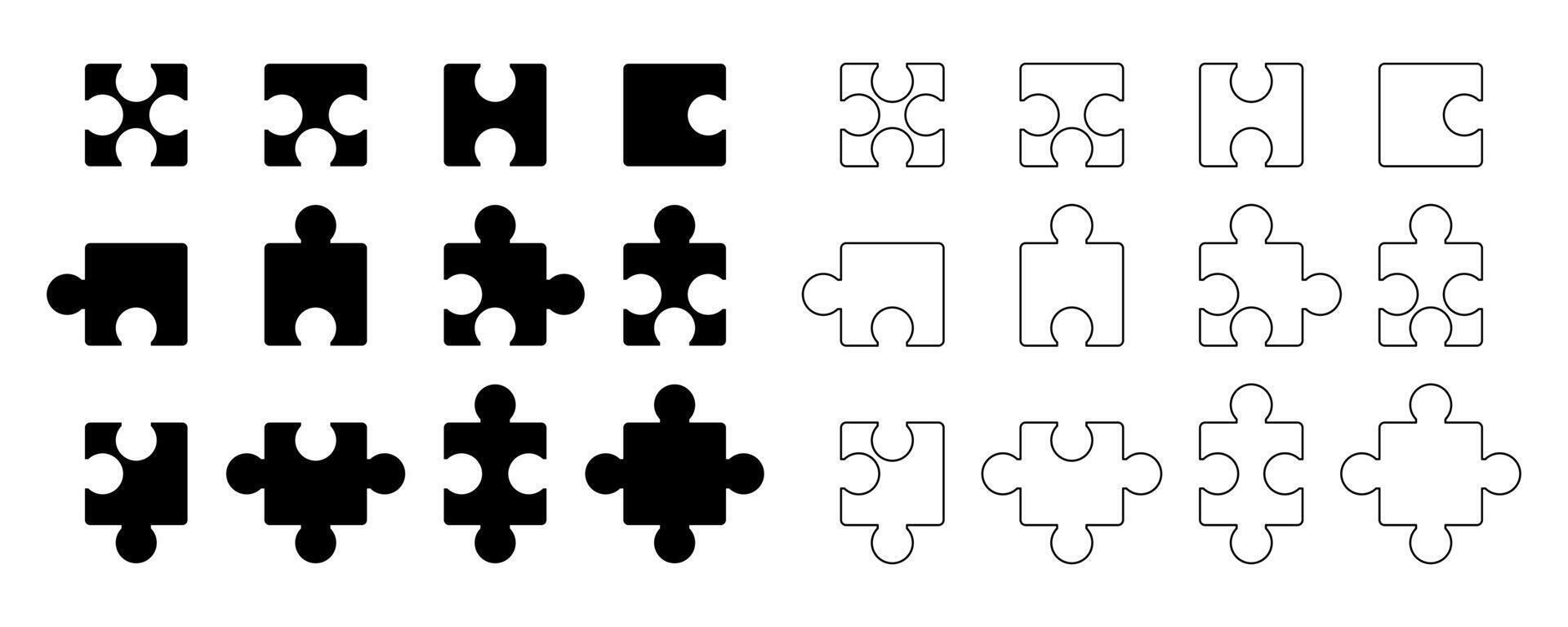 Puzzle Extension Icon Set. Design for Apps, Web, UI vector