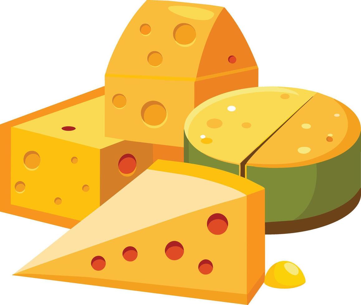 Cheese and slice on white background vector