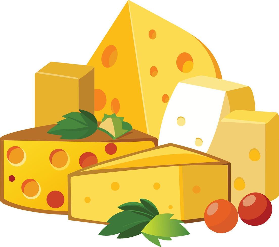 Cheese and slice on white background vector