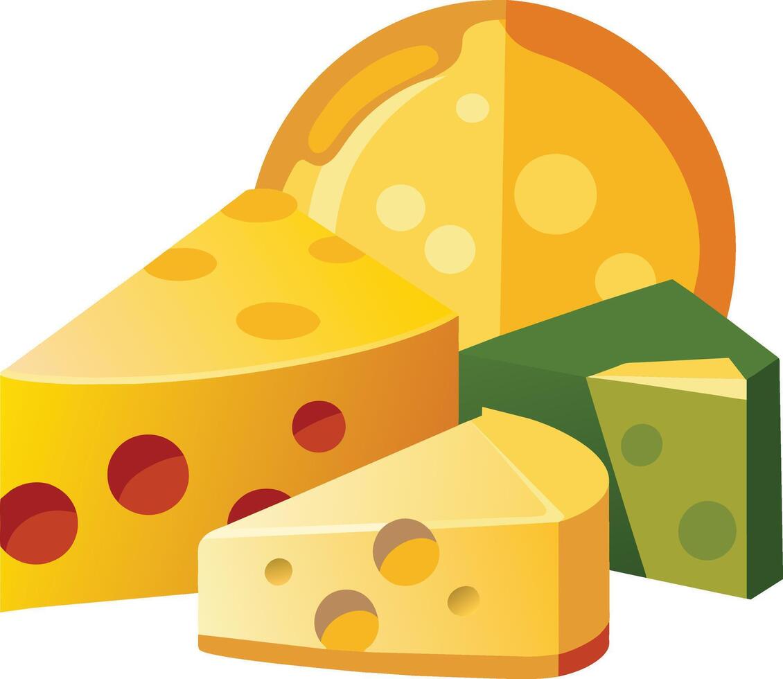 Cheese and slice on white background vector