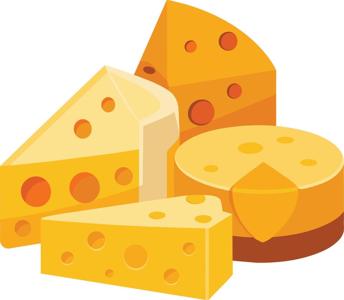 Cheese and slice on white background vector