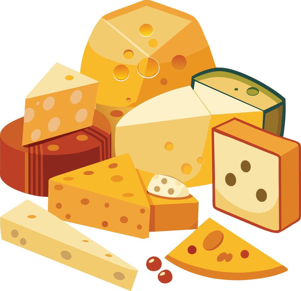 Cheese and slice on white background vector