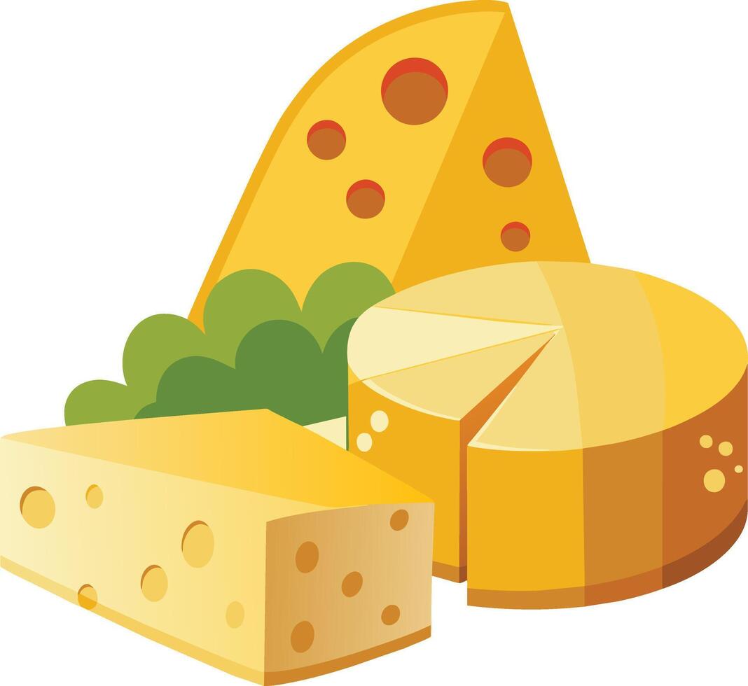 Cheese and slice on white background vector