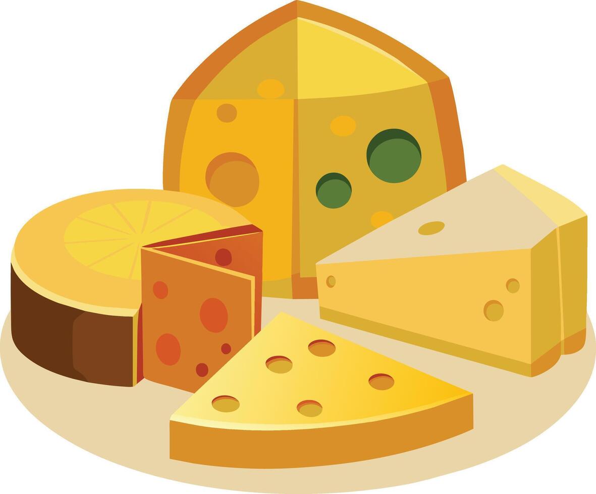 Cheese and slice on white background vector