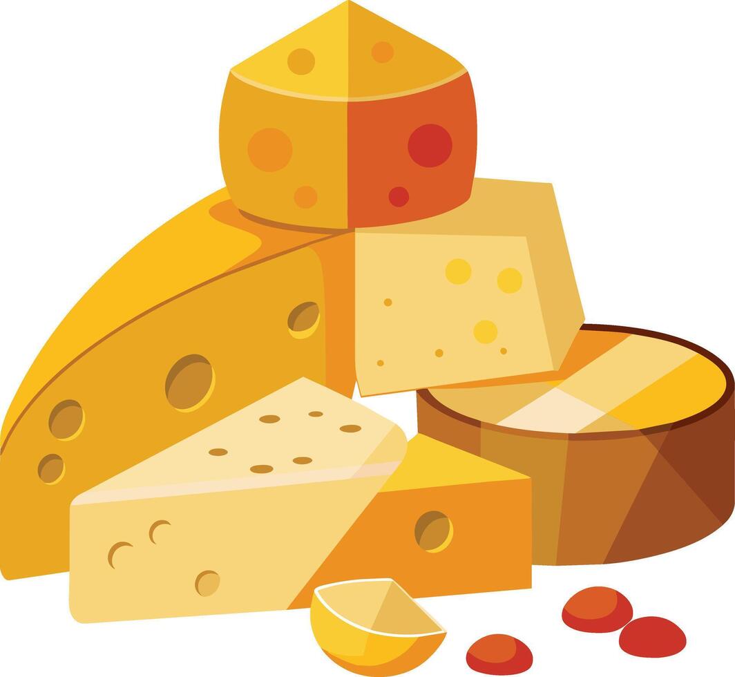 Cheese and slice on white background vector