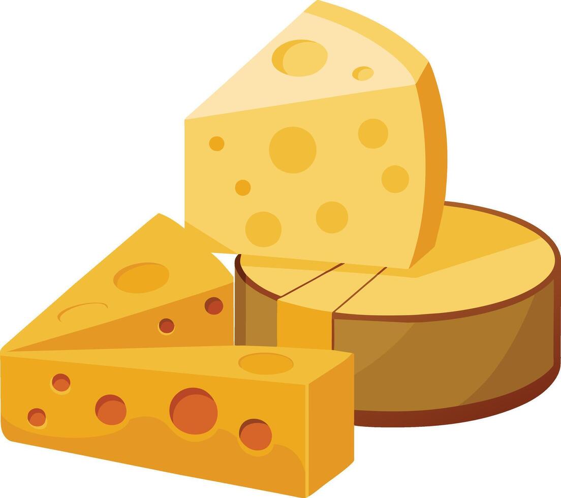Cheese and slice on white background vector