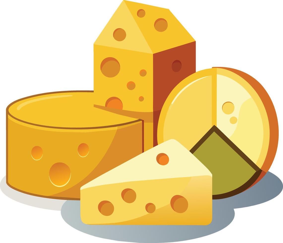 Cheese and slice on white background vector