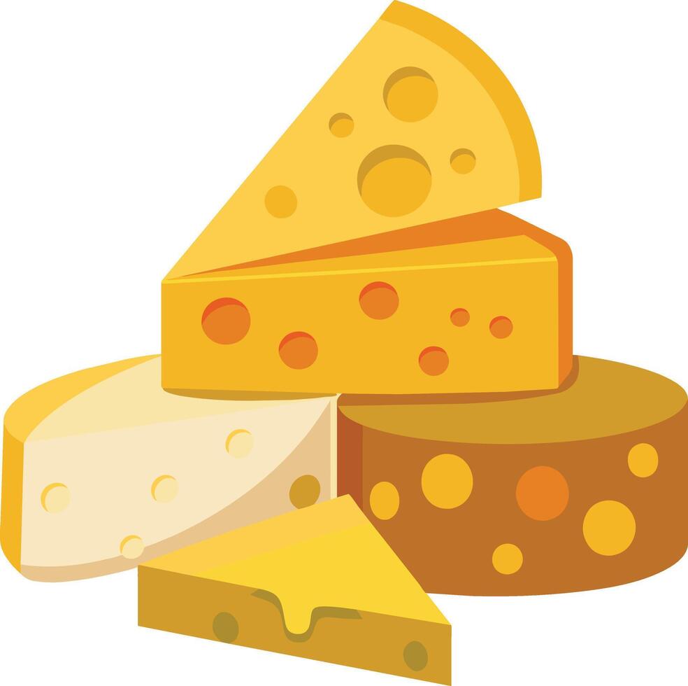 Cheese and slice on white background vector