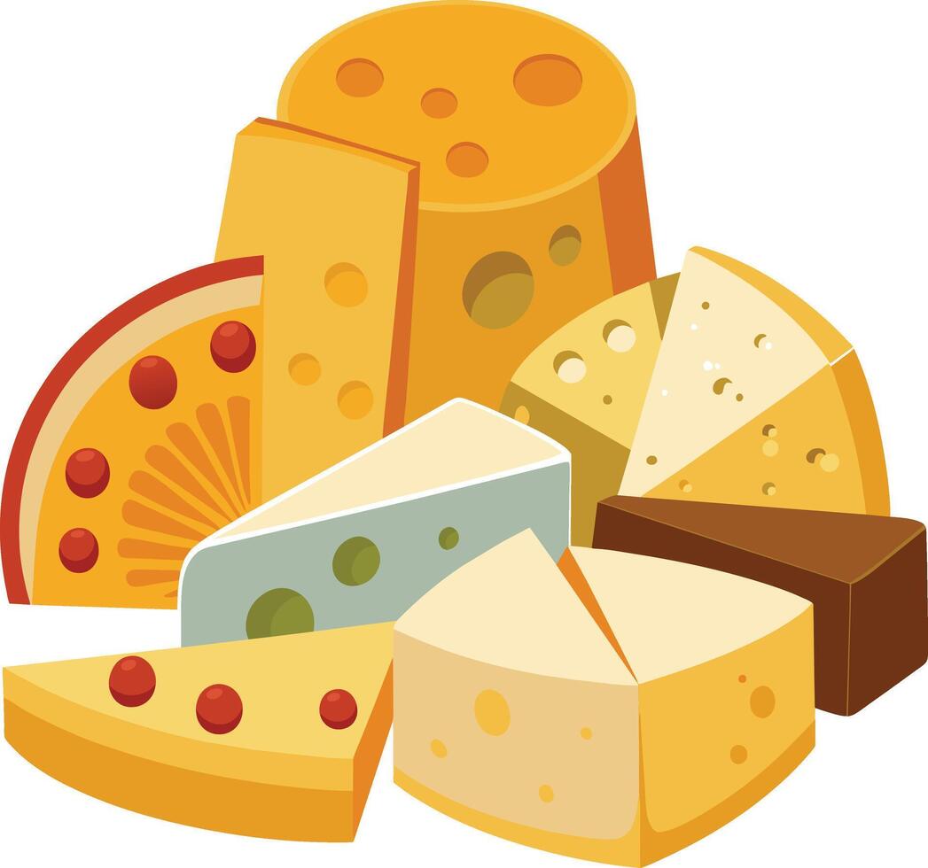 Cheese and slice on white background vector