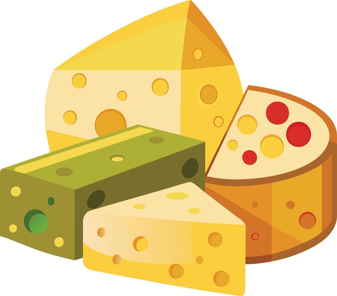 Cheese and slice on white background vector