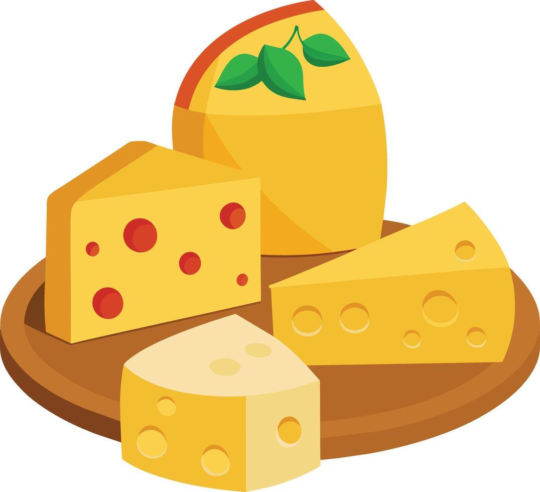 Cheese and slice on white background vector