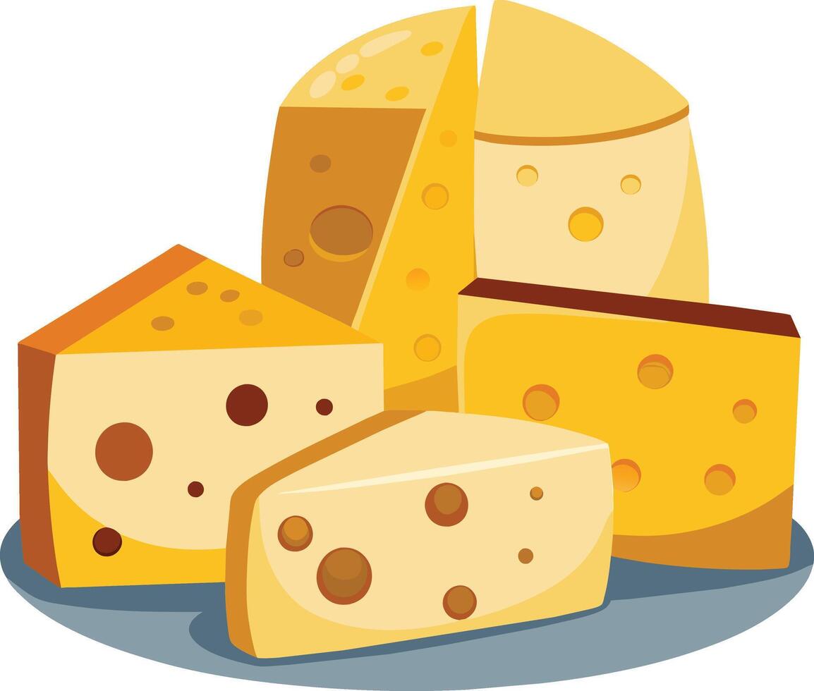 Cheese and slice on white background vector