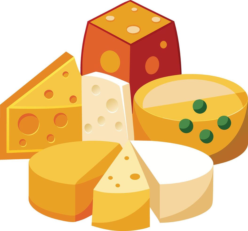 Cheese and slice on white background vector