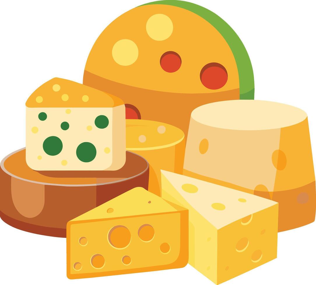 Cheese and slice on white background vector