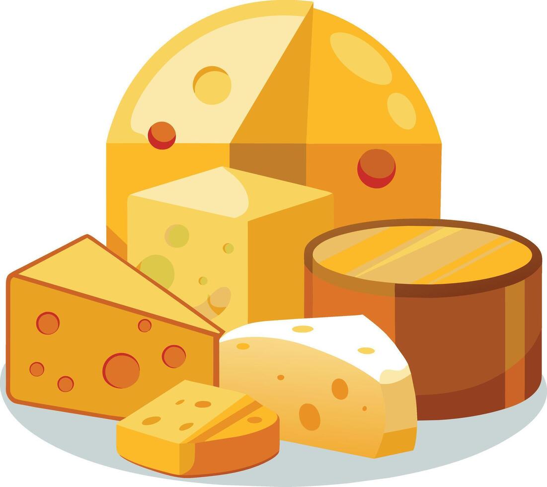 Cheese and slice on white background vector