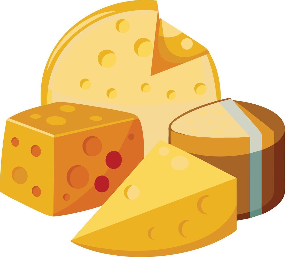 Cheese and slice on white background vector