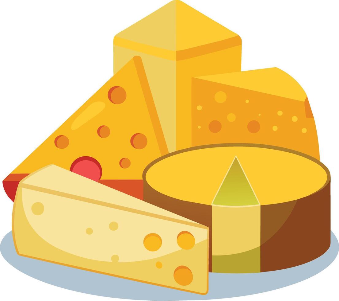 Cheese and slice on white background vector