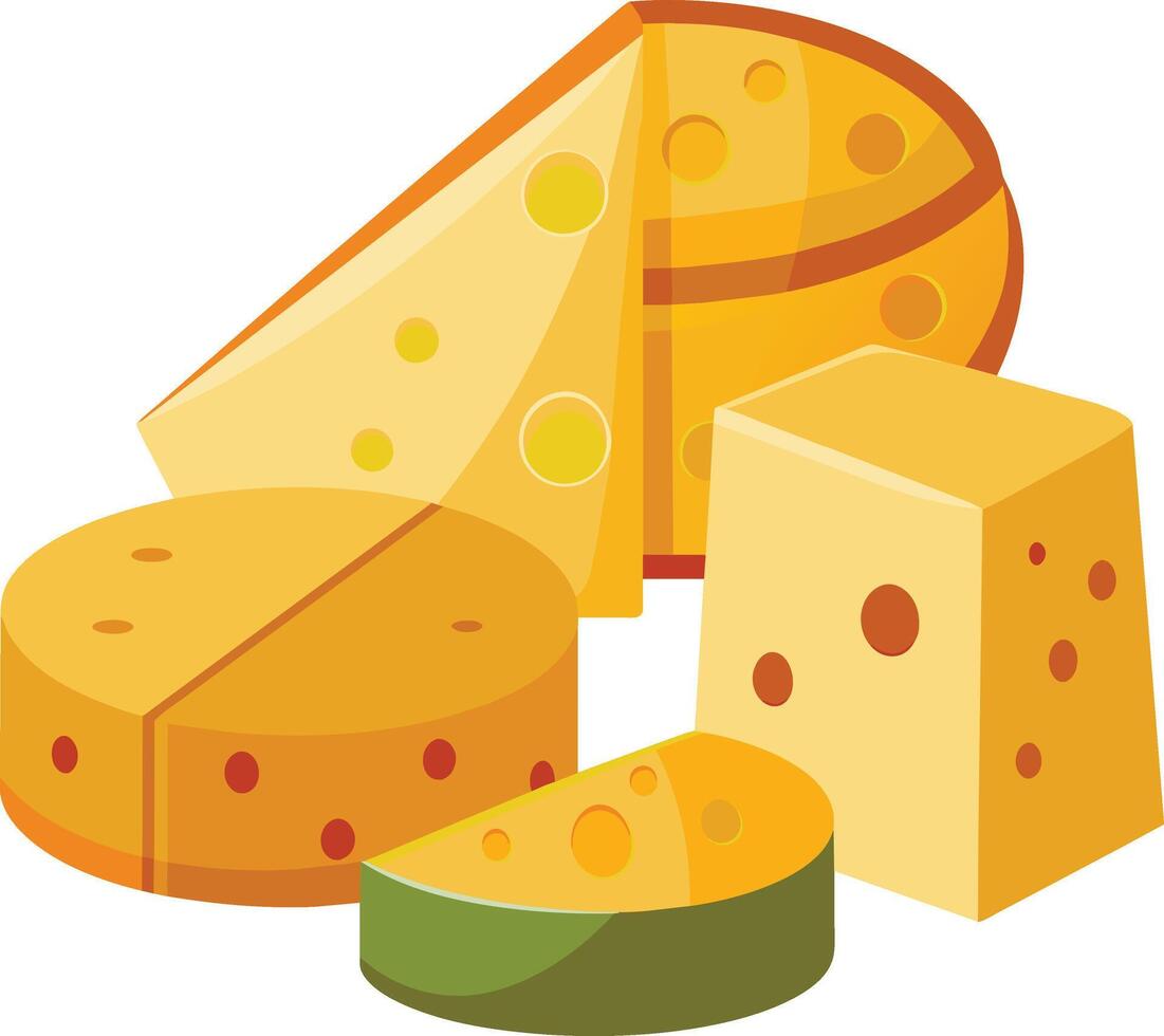 Cheese and slice on white background vector