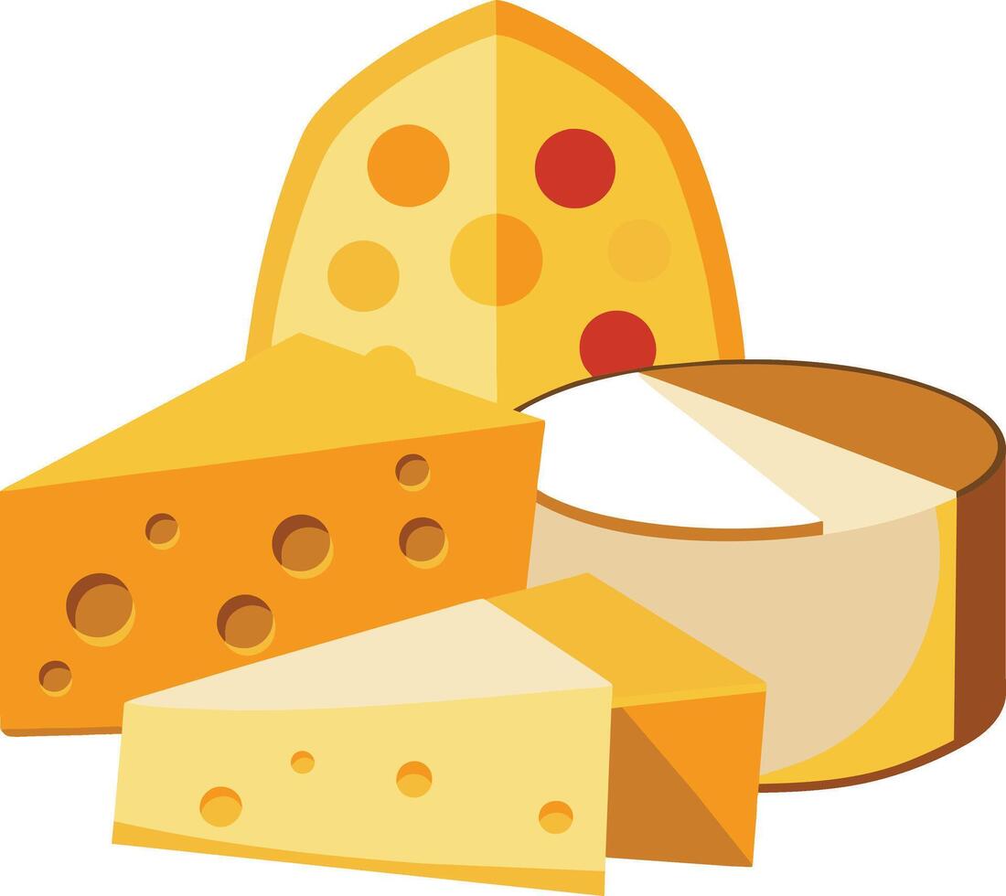 Cheese and slice on white background vector