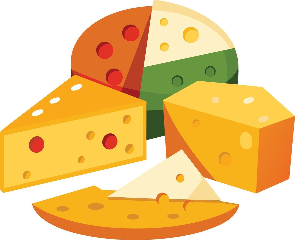 Cheese and slice on white background vector