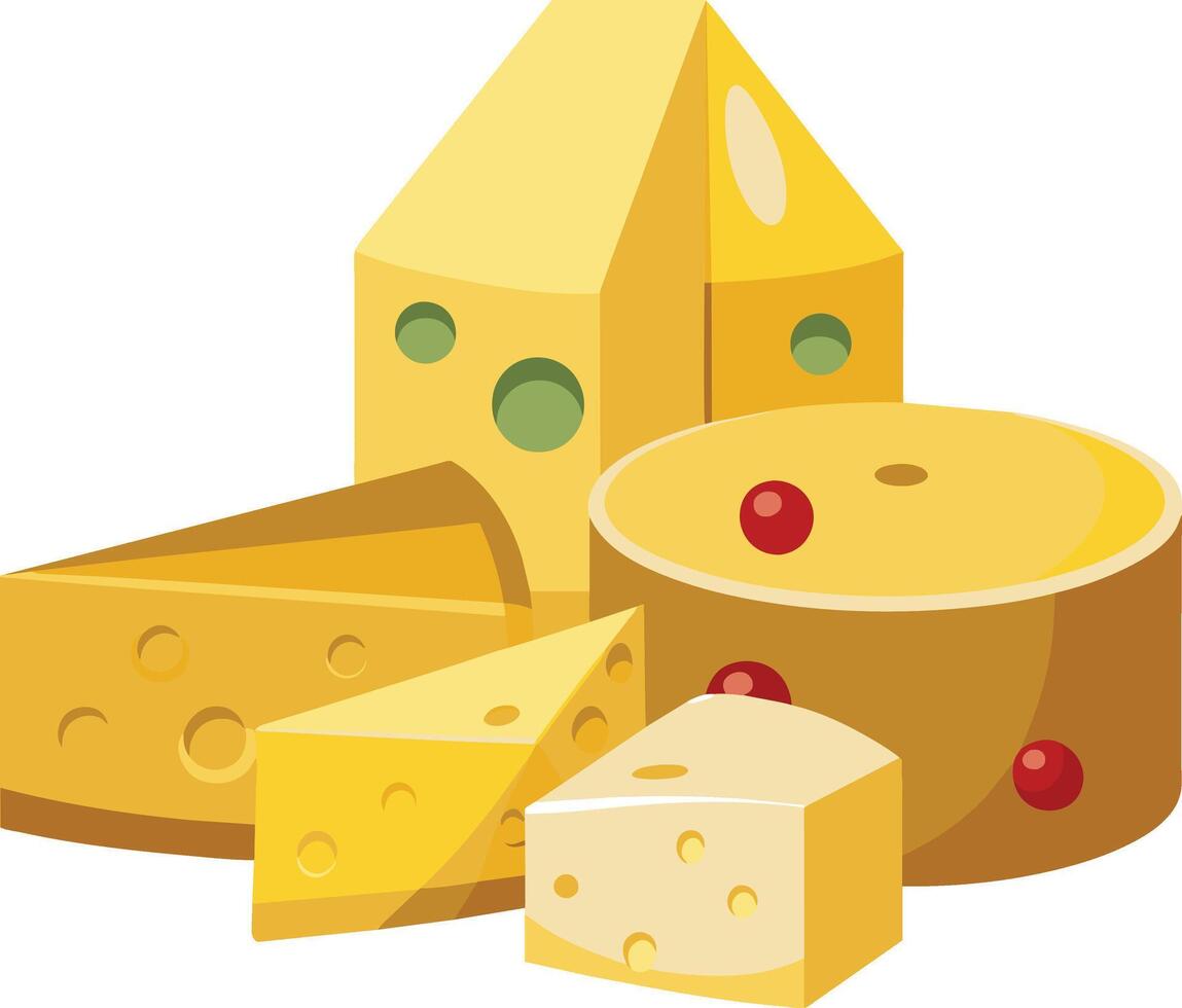 Cheese and slice on white background vector
